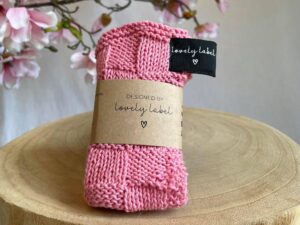Handgemaakte vaatdoekje Pink