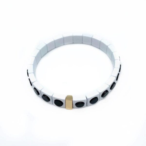 Armband Wit Zwart gestipt
