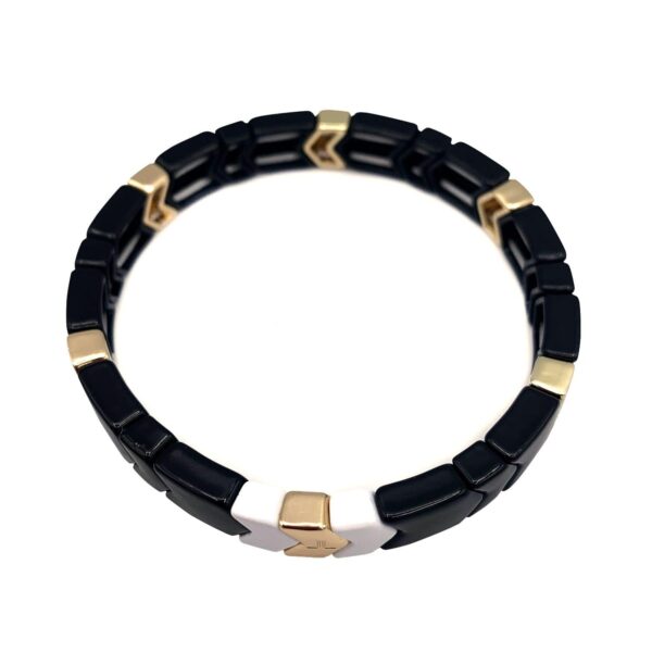 Armband Zwart Wit Goud plat