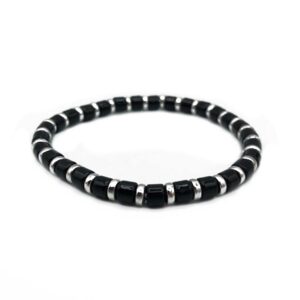 Armband Zwart Zilver rond