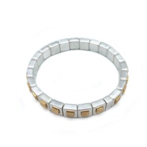 Armband Zilver met Gouden vierkant
