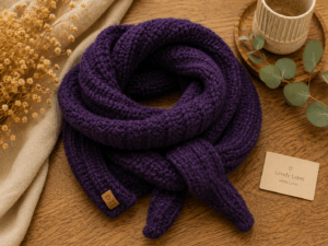 Handgemaakte chunky shawl in diep paars