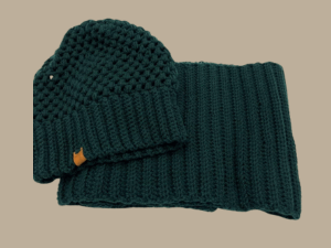 Col Shawl met Beanie - donker groen
