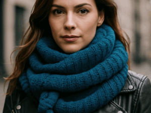 Chunky shawl Cozy Style – Petrol (handgemaakt)