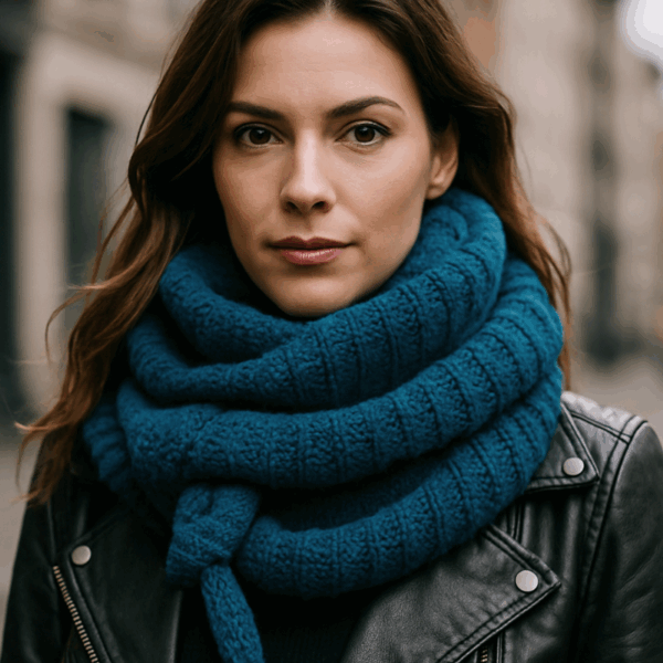 Chunky shawl Cozy Style – Petrol (handgemaakt)
