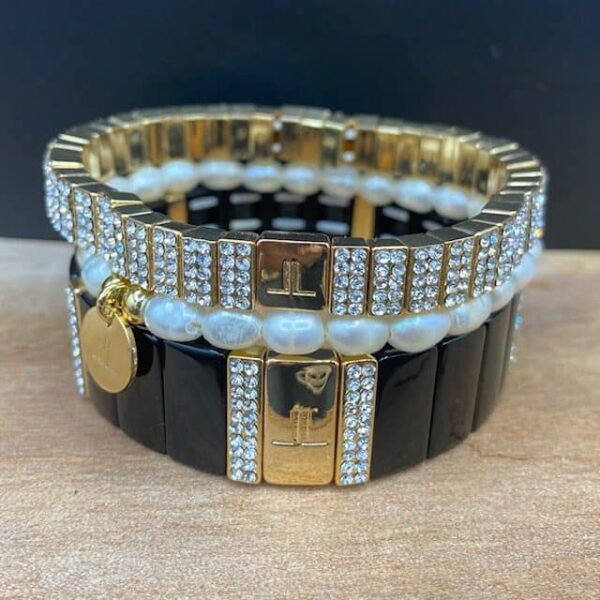 armband black glitter parel