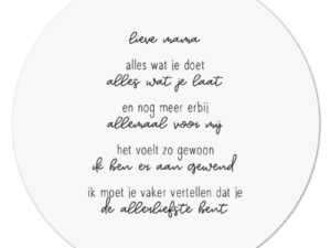 Muurcirkel wit met gedicht 'Lieve mama..'