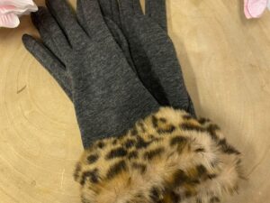 Handschoenen met Grijs met panter