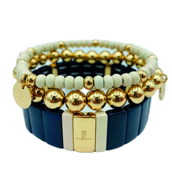 armbanden ecru- antraciet-goud