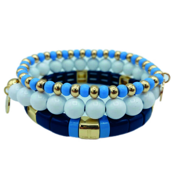 armbanden wit-blauw-goud