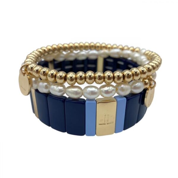 armband blauw parel