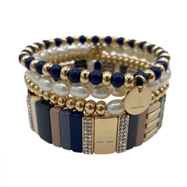 armband goud parel nude blue