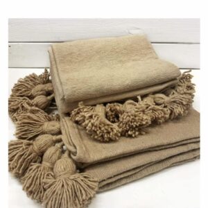 Pompom plaid/ Deken Caramel