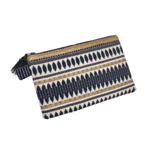 Blauwe jacquard clutch