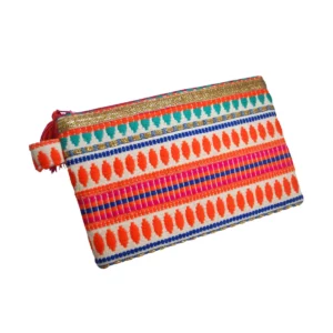 Roze jacquard clutch