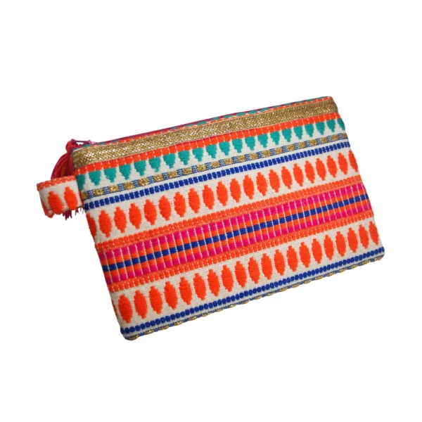 Roze jacquard clutch
