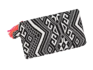 Zwart/witte jacquard clutch