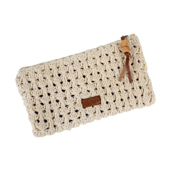 Gebreide beige clutch