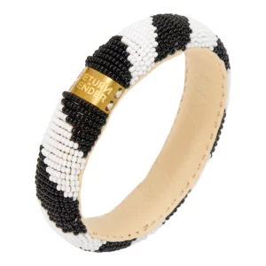 Zwart witte armband met diagonale streep