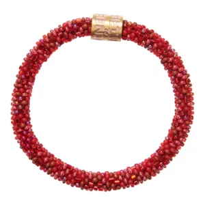 .Beaded bracelet roll on armbandje rood