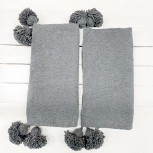Kussenhoes Pompom Vierkant Donkergrijs