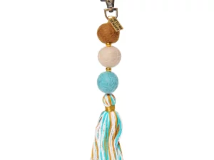 Sleutelhanger bolletjes - blauw/bruin