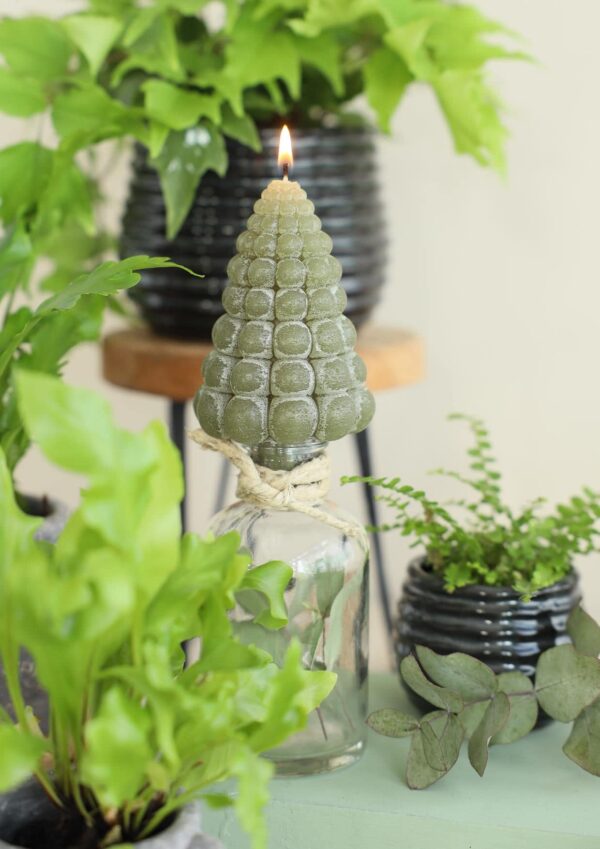 Bubble tree candle h.12 Ø7 cm moss green