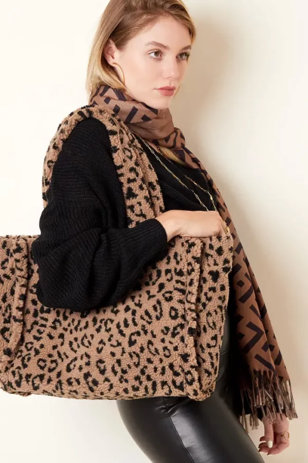 Luipaard teddy tas Beige