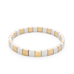 Armband goud en zilver vierkant