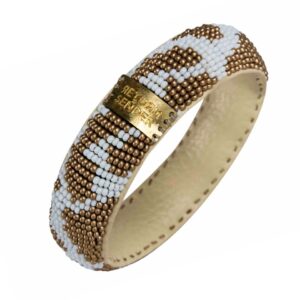 Armband smal wit met goud met glazen kralen