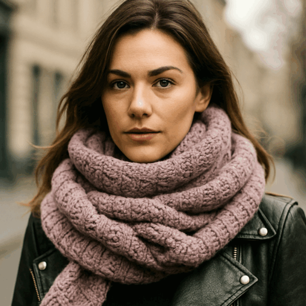 Chunky shawl Cozy Style – Lila (handgemaakt)