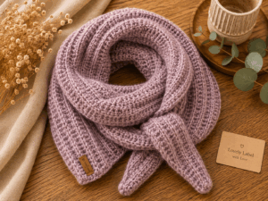 Handgemaakte chunky shawl in zacht lila