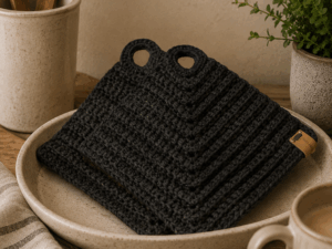 Retro pannenlappen in Soft Black