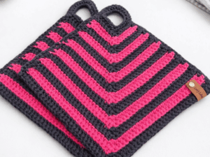 Retro pannenlappen – Grijs & Fuchsia