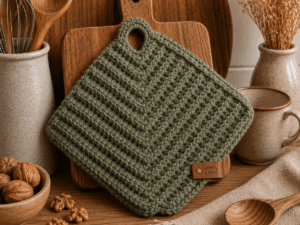 Retro pannenlappen – Olijf