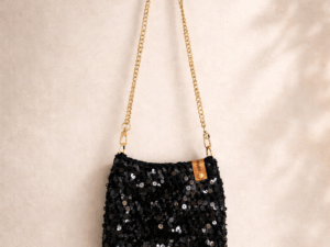 glitter schoudertasje zwart