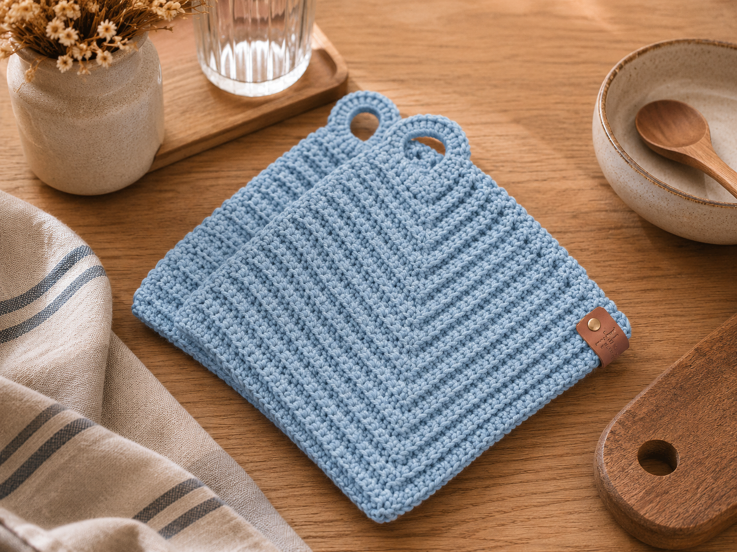 Retro pannenlappen – Dusty Blue