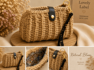 gehaakt jute tasje Natural Bloom