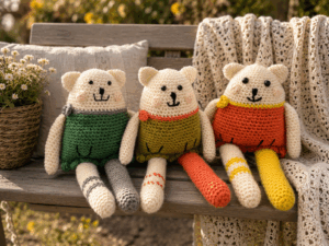 Handgemaakte gehaakte Fien knuffelcollectie van Lovely Label