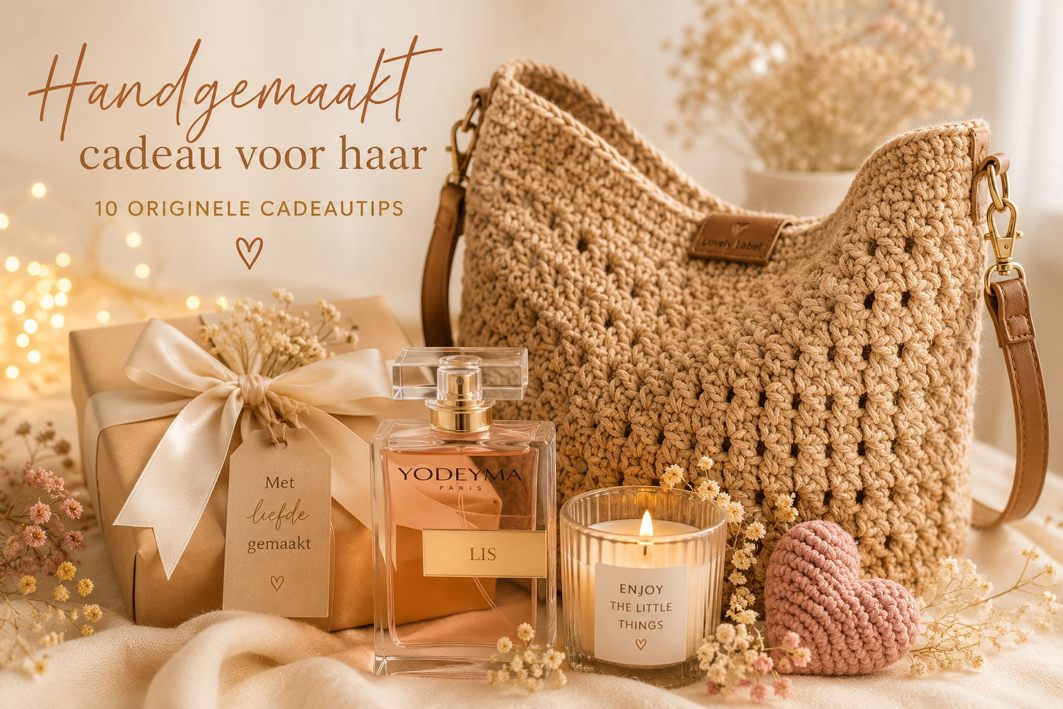 Handgemaakt cadeau voor haar met gehaakte tas, parfum en cadeau van LovelyLabel