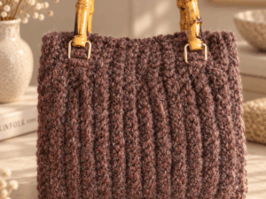 Hugme Bag Burgundy handgemaakte tas met bamboe hengsel